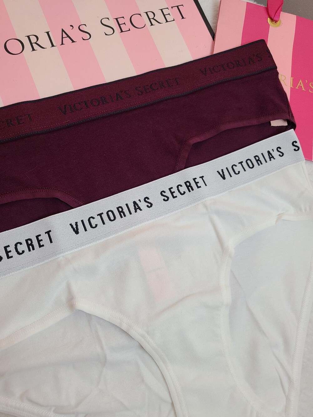 Victoria's Secret 2pk Classic Logo Band Cotton Hiphugger Panties Size Sm - Picture 2 of 4